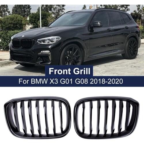 1 Pair Front Grille Kidney Grill 1 Slat For BMW G01 G02 G08 X3 X4 2018 2019 2020 Car Styling Gloss Matte black Racing Grills