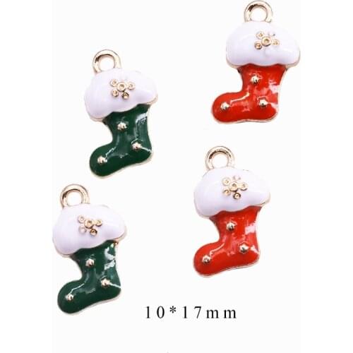 20pcs/Lot Christmas Sock 10*17mm Diy Handmade Oil Enamel Charms Design for Jewelry Making Earring Bracelet or Necklace