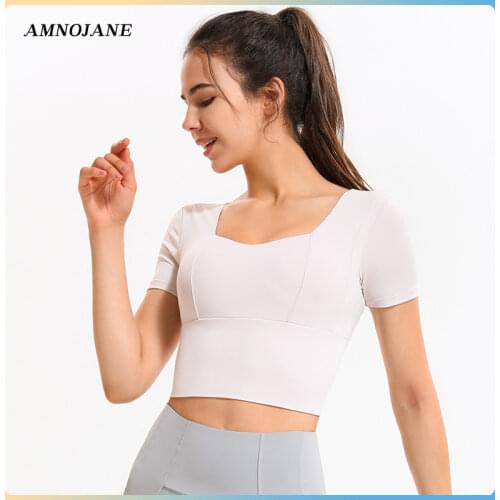 Yoga Shirts Breathable Top Womens T-shirts Fitness Shirt Crop Top Sports Bras Short T-shirt Sports Wear For Women Gym Clothes