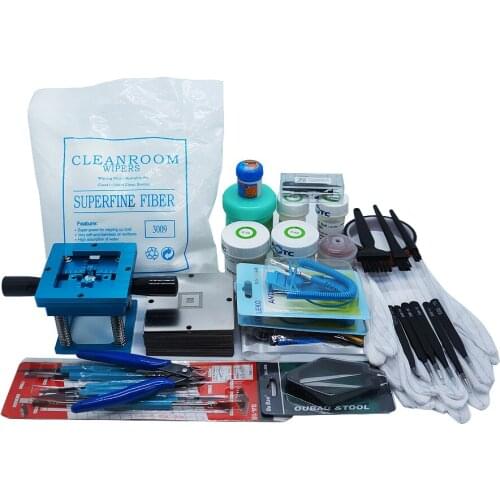 Blue 90*90MM Reballing Directly Heat Stencils Tin Balls Station Desolder Remover Belt Steel Mesh 14PCS BGA Reball Kit For Repair