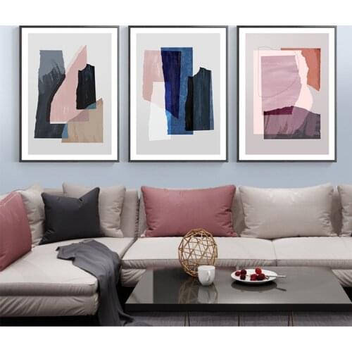 Frameless Modern Small Fresh Abstract Living Room Decoration Simple Hanging Painting Geometric Pink Bedroom Room Wall Painting