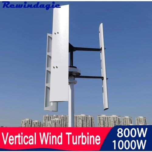 Vertical Axis Wind Turbine Generator Kit 600W 800W 1000W 12V 24V 48V with Hybrid Controller Windmill for Home Yacht Farm