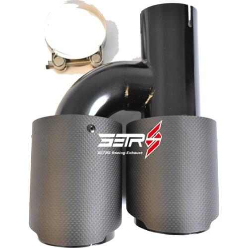 Right Side Outlet 89 mm 3.50 Inch Black Stainless Steel Plain Weave Matt Carbon Car Exhaust System Muffler Tail Tip