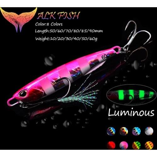 WALK FISH 1PCS Metal Jig Fishing Lure Spoon Baits Spinner Artificial Bait Lead Hook Slow Jigging Sinking Fishing Lure With Hook
