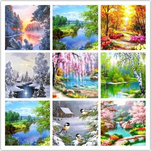 Winter Diamond Mosaic Landscape Full Edition Diamond Painting Snow River Cross Stitch Kit Diamond Embroidery New Arrival