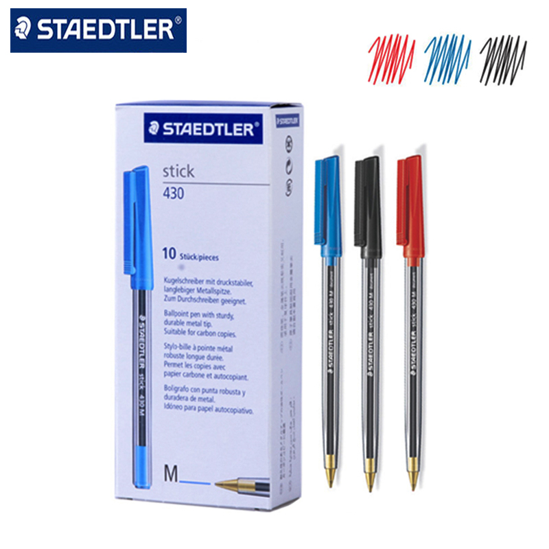 10pcs STAEDTLER stick430M Colored Ballpoint Pens Drawing Writing Pen Stationery School Office Supplies 0.5mm Ballpoint Pen