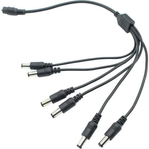 100pcs Female 1 to 6 Male port,Female To Male Plug DC Power Splitter Adapter Power Cable For CCTV Camera 5.5 x 2.1mm