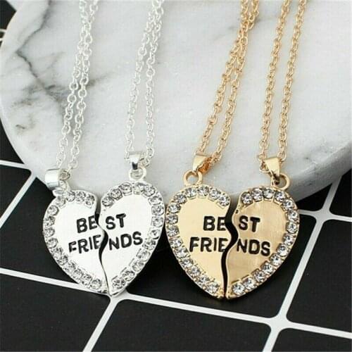 2pcs Best Friends Necklace Jewelry Pendant Couples Paired Necklaces Pendants Unisex Lovers Valentines Gift