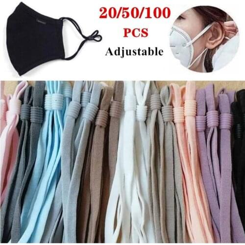 50Pcs Elastic Band Earloop Stretch Bands with Adjustable Rope Elastic Buckle DIY Elastic Rope Handmade Garment Accessories