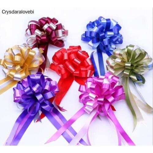 50pcs 14 Colors Lovely Baby Shower Big Pull Bow Ribbon Wedding Birthday Party Decor Gift Packing Car door Decor Flower Ribbons