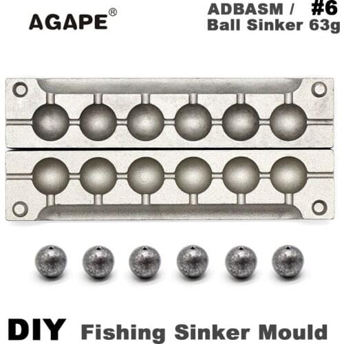 AGAPE DIY Fishing Ball Sinker Mould ADBASM/#6 Ball Sinker 63g 6 Cavities