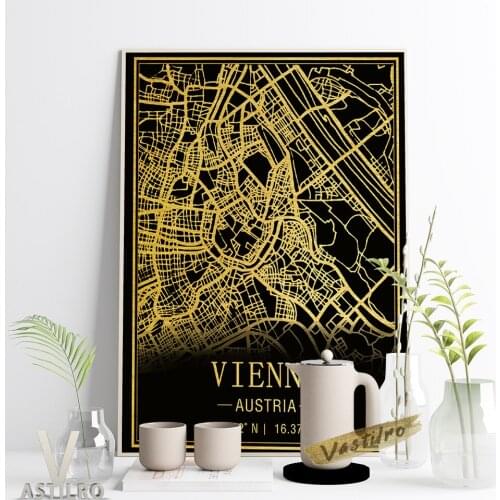 Austria Vienna World Travel City Creative Map Poster Housewarming Gift Idea Modern Minimalist Wall Picture Study Room Home Decor