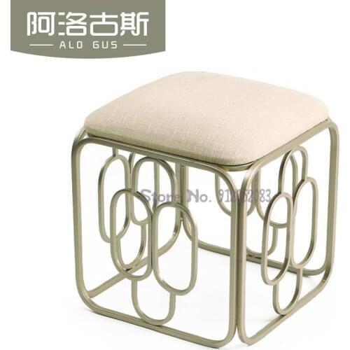 Alogus Dressing Stool Creative Iron Chair Shoe Stool Sofa Stool European Classical Hotel Bedroom Makeup Stool