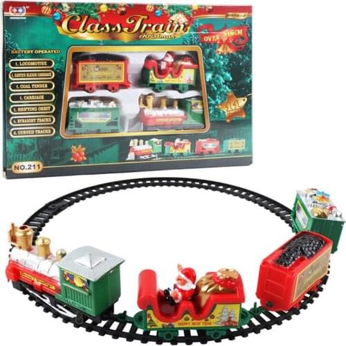 Childrens Electric Toy Railway Train Set Christmas Electric Rail Car Train Toy Racing Road Transportation Building Railway Toys
