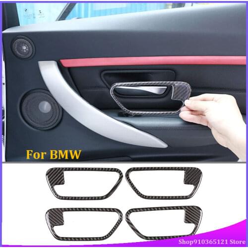 For BMW 3 4 Series 2013-2019 Auto Inner Handle Frame Protection Sticker Real Carbon Fiber (Soft) Car Interior Modification Parts