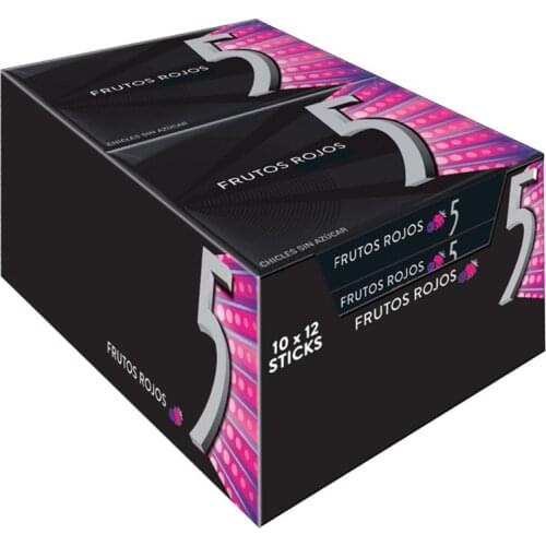 Wrigleys Five Celsius sugar-free gum flavor red fruits in foil format (pack of 10 packs X 12 sheets)