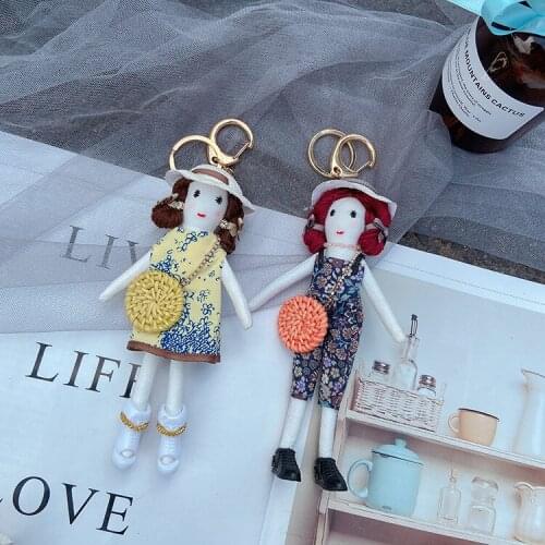 Korean fashion floral skirt Miss Keychain Cute online celebrity doll doll send girlfriends gift bag pendant