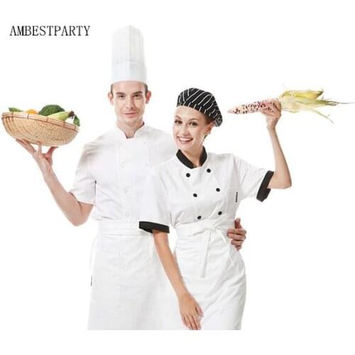 Hot 2017 Hotel Cook Clothes Clothes Men Woman Work Wear Chef Uniform Chef Shirt apron Kitchen Restaurant uniform AMBESTPARTY