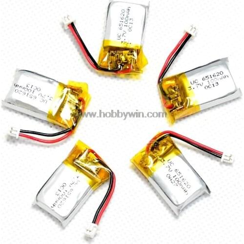 3.7V/100mAh 20C LiPO Battery 1.25-plug x5pcs for RC micro drone multirotor Lipolymer power