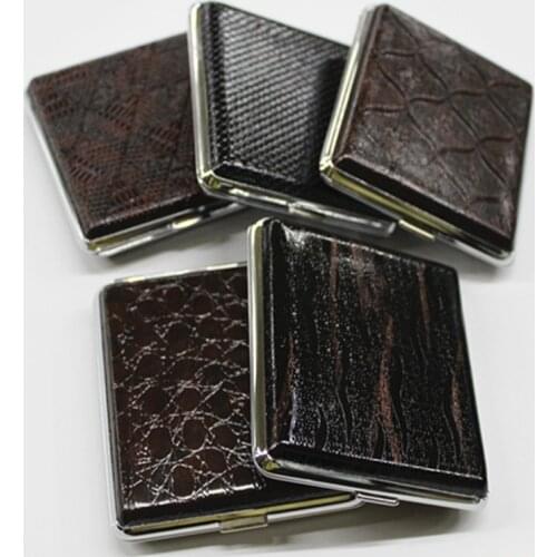 Fashion Leather Cigarette Case Personalized Creative18 Sticks with Rubber Band Gift Box Brown Case Holder Metal Leather Holds