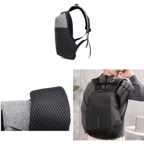 Men Anti-theft Lock Backpack Casual Travel School Bag with Invisible USB Charging Port -MX8