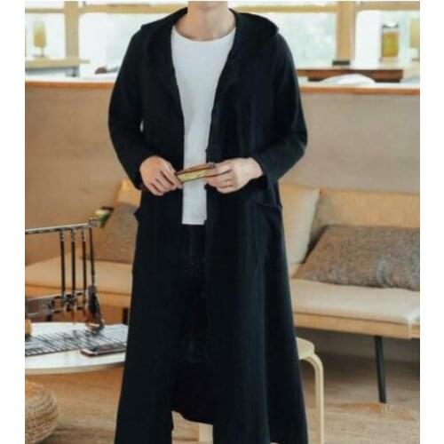 Gothic Style Mens Hooded Warm Long Sleeve Loose Hip Hop Coats Cardigan Jacket