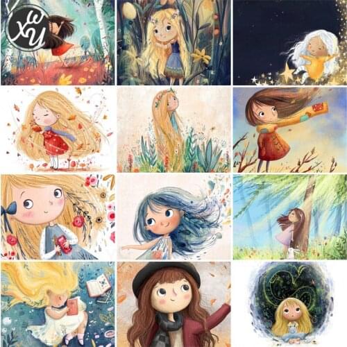 Diamond Painting Kits for Adults Cartoon Girl Cross Stitch Embroidery Diamond Mosaic Rhinestones Art Accessories for Home Decor