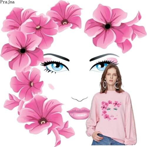 Prajna DIY Iron On Transfer For Clothing Fashion Girl Heat Transfer Vinyl Cartoon PVC Butterfly Flower Applique Transfer Sticker