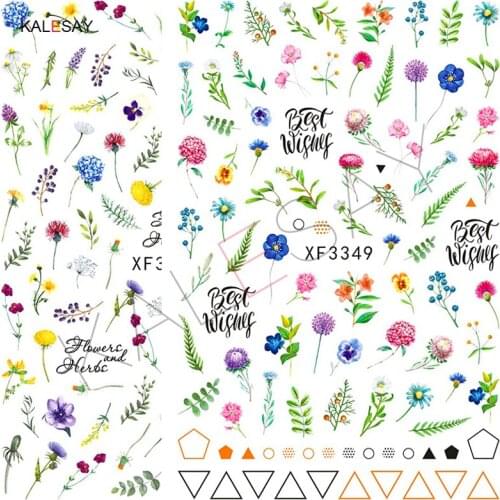 3D Flower Nail Art Decoration Stickers Manicure Nail Design Sticker Art Decal Spring Green Leaf Decor Not Water Decal Nail Art