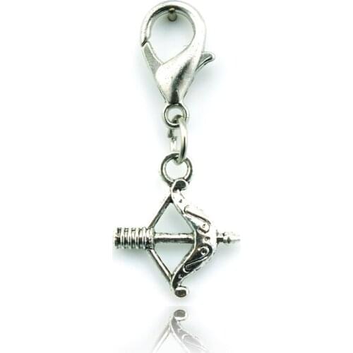 JINGLANG Wholesale! Fashion Silver Metal Bow and Arrow Dangle Alloy Pendant Lobster Clasp Charms Jewelry Accessories
