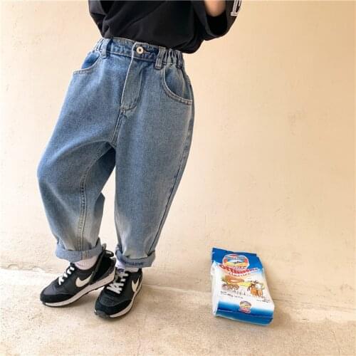 Autumn boys fashion tie-dye jeans Girls children all-match loose denim pants