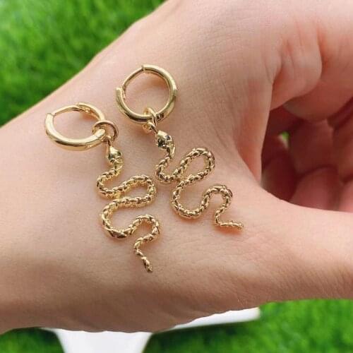 5 Pairs, Punk Earrings for Women Gold Silver Color Metal Animal Long Drop Earrings Womens Brinco Fashion Jewelry