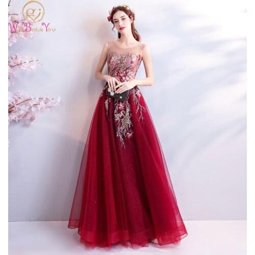 Wine Red Floral Print Prom Dresses Luxurious Embroidery Crystal Elegant Princess A Line Vantage Sleeveless Evening Party Gowns