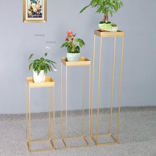 Custom Wrought Iron Living Room Sofa Flower Stand Modern Home Furniture Balcony Floor Type Plant Shelf Hotel Coffee Flower Racks