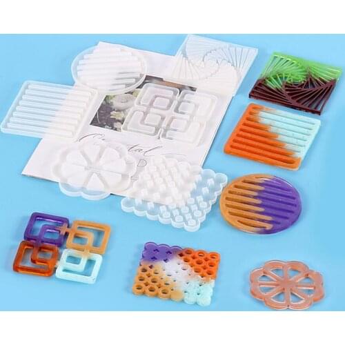 Hollow Coaster Silicone Casting Epoxy Molds For DIY Resin Tray Coaster Jewelry Findings Tools Moulds Uv Epoxy Handmade Artcraft