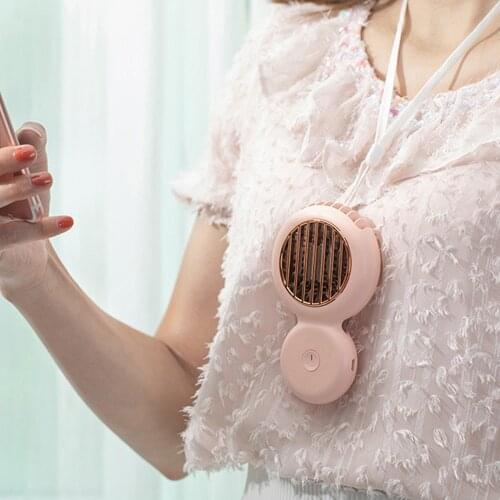 Handheld Usb Mini Fan Rechargeable USB Portable Necklace Fans Cute Small Cooling Fans For Student School Travel Cooling