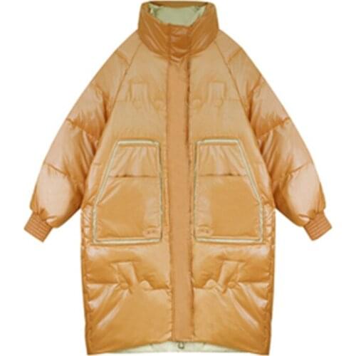 New Winter Womens Down Coats Trendy Loose Female Outerwear 90% White Duck Down Jackets Quality Big Fur Collar Lady Mujer M52