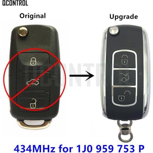 QCONTROL 433MHz Upgrade Remote Key for SKODA Octavia/Superb/Fabia 1J0 959 753 P / 753P or 1J0 959 753 G / 753G