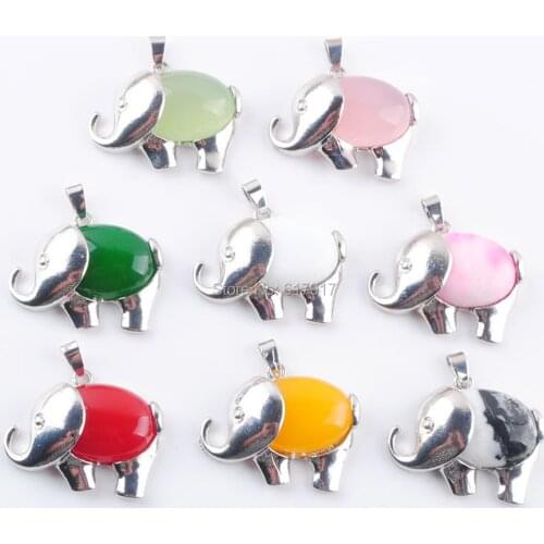 RONGZUAN Natural Chalcedony Jades Gem Stone Energy Cute Elephant Pendants For Child Jewelry Chakra Yellow White Red TBN369