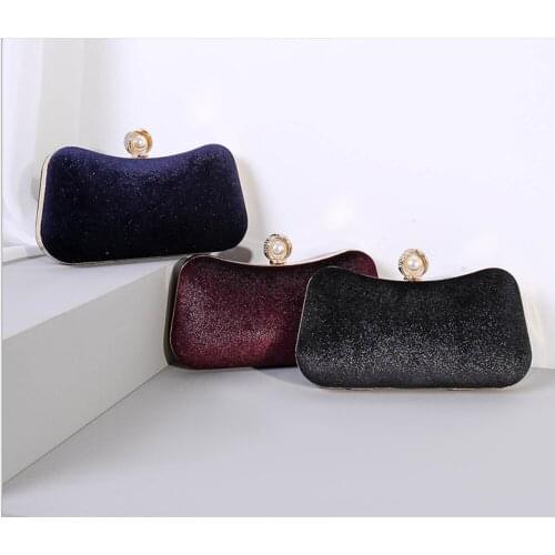 Women luxury Velvet bronzing ring Clutch Evening Bags Wedding black Handbags Bridal Diamond Purses cross body shoulder Bag gift