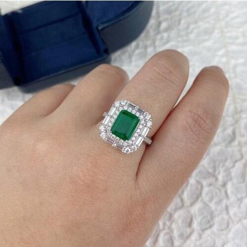 S925 sterling silver fashion synthetic emerald-green delicate flower ring fashion versatile party jewelry