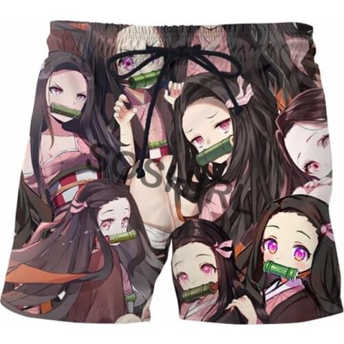 SOSHIRL Cool Anime Print Shorts Kimetsu No Yaiba Joggers Unisex Streetwear Elastic Waist Drawstring Fitness Shorts Men Clothing