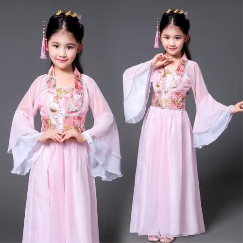 Hanfu Ancient Chinese Traditional Costume for Kids Girls Stage Dance Performance Dress Women Folk Fairy Outfits Tang Suit
