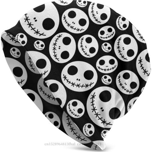 Knit Hat Halloween Skeleton Jack Skellington Pattern Skelington Outdoor Beanie Caps Halloween Jack O Lantern Escape Puzzle Game