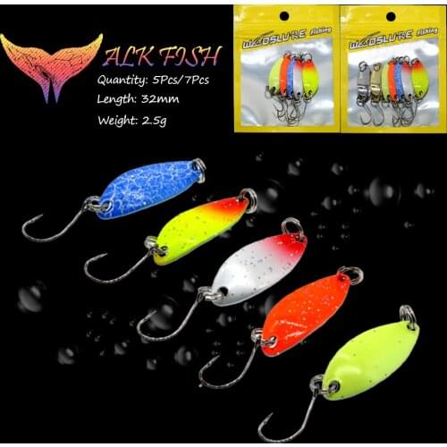 WALK FISH 5Pcs/7Pcs 2.5g/32mm Mini Fishing Lure Spoon Sequins Lures Spinner Metal Bait Artificial Hard Bait Single Hook