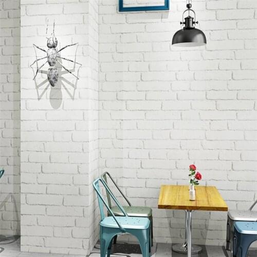Wellyu White brick background wallpaper Nordic small white brick barber shop waterproof vintage white brick wallpaper