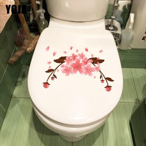 YOJA 24*14.8CM Hand Painted Cherry Blossom Cluster Fresh Kids Room Decor Wall Toilet Sticker T1-0468
