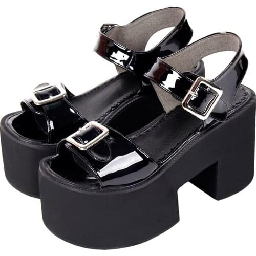 Angelic imprint woman lolita cosplay punk shoes lady high heels pumps girl princess summer dress party sandals 10cm buckles 8477