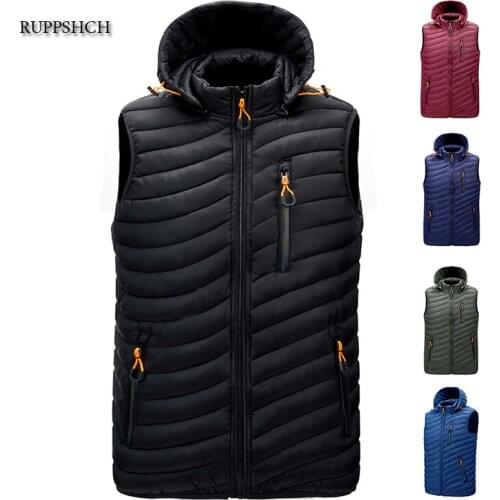 Men Vest Casual Men 4Xl Warm Waterproof Sleeveless Jacket Men Autumn and Winter Vest Men Hooded Vest Fashion Casual Jacket