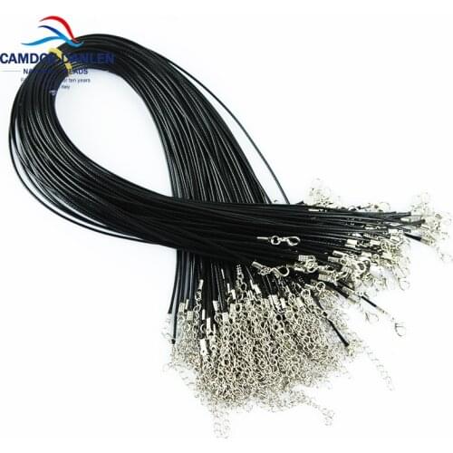 CAMDOE DANLEN 1-100pcs Black Wax Line Necklace Pendant Charms Cord Beads String Lobster Clasp Strap Rope 1.5mm, 18inch